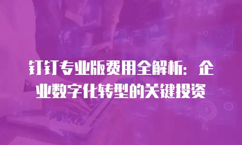 钉钉专业版费用全解析：企业数字化转型的关键投资