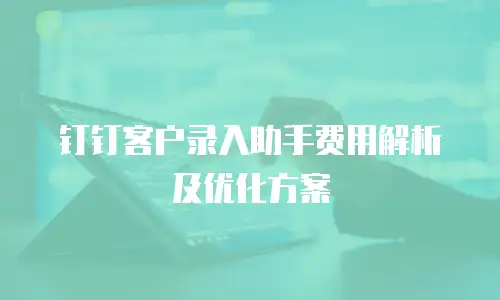 钉钉客户录入助手费用解析及优化方案