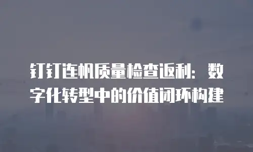 钉钉连帆质量检查返利：数字化转型中的价值闭环构建