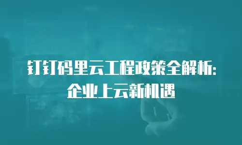 钉钉码里云工程政策全解析：企业上云新机遇