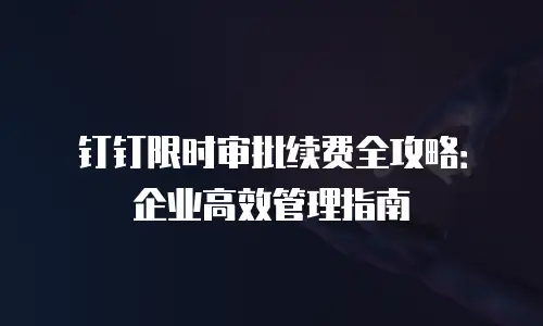 钉钉限时审批续费全攻略：企业高效管理指南