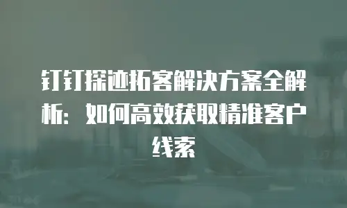 钉钉探迹拓客解决方案全解析：如何高效获取精准客户线索