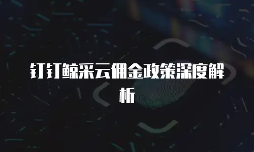 钉钉鲸采云佣金政策深度解析
