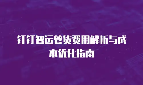 钉钉智运管货费用解析与成本优化指南