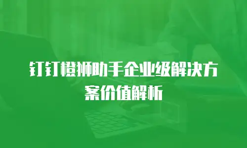 钉钉橙狮助手企业级解决方案价值解析