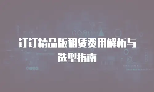 钉钉精品版租赁费用解析与选型指南