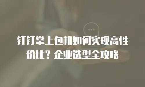 钉钉掌上包机如何实现高性价比？企业选型全攻略