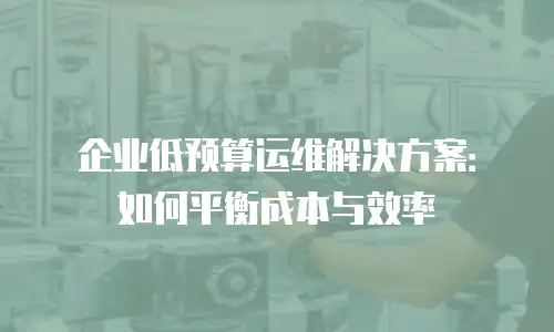 企业低预算运维解决方案：如何平衡成本与效率