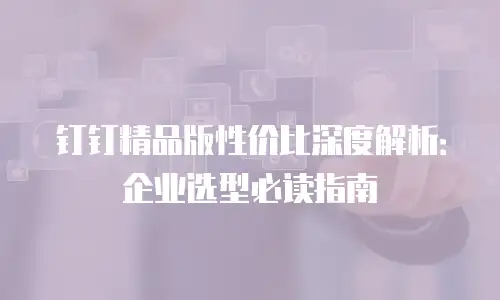 钉钉精品版性价比深度解析：企业选型必读指南