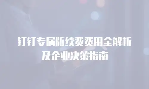 钉钉专属版续费费用全解析及企业决策指南