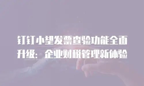钉钉小望发票查验功能全面升级：企业财税管理新体验