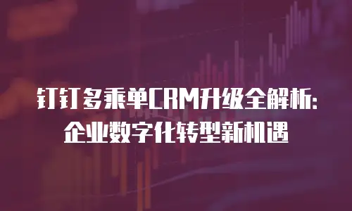 钉钉多乘单CRM升级全解析：企业数字化转型新机遇