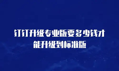 钉钉升级专业版要多少钱才能升级到标准版