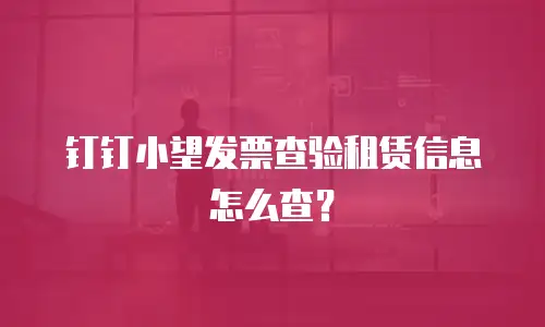 钉钉小望发票查验租赁信息怎么查？