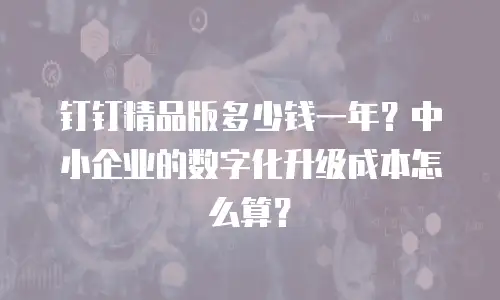 钉钉精品版多少钱一年？中小企业的数字化升级成本怎么算？