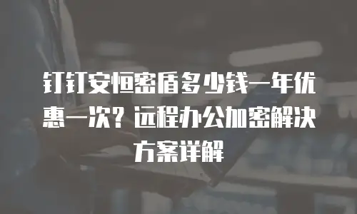 钉钉安恒密盾多少钱一年优惠一次？远程办公加密解决方案详解