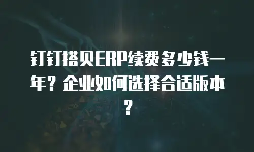 钉钉搭贝ERP续费多少钱一年？企业如何选择合适版本？