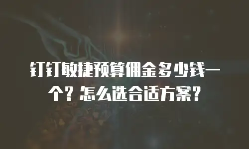 钉钉敏捷预算佣金多少钱一个？怎么选合适方案？