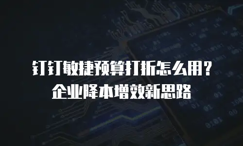 钉钉敏捷预算打折怎么用？企业降本增效新思路