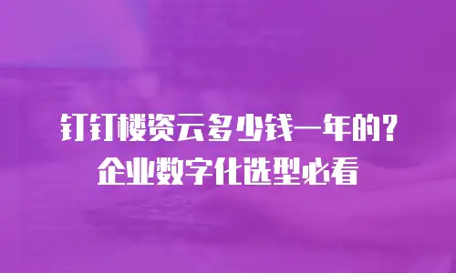 钉钉楼资云多少钱一年的？企业数字化选型必看