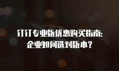 钉钉专业版优惠购买指南：企业如何选对版本？