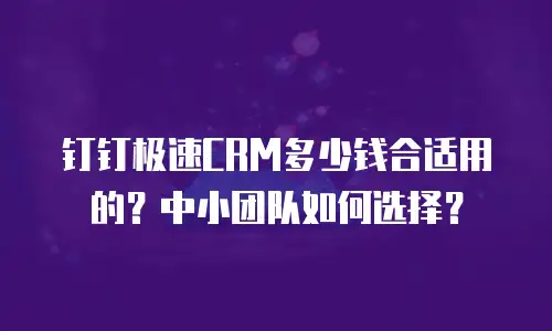 钉钉极速CRM多少钱合适用的？中小团队如何选择？