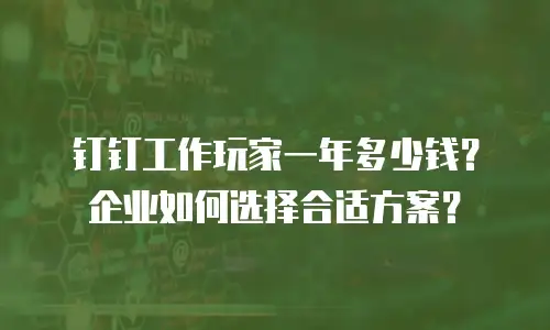 钉钉工作玩家一年多少钱？企业如何选择合适方案？