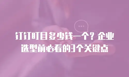钉钉盯目多少钱一个？企业选型前必看的3个关键点