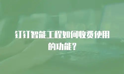 钉钉智能工程如何收费使用的功能？