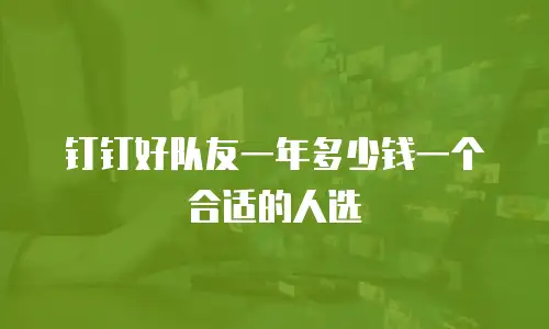 钉钉好队友一年多少钱一个合适的人选