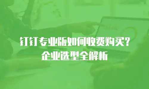 钉钉专业版如何收费购买？企业选型全解析