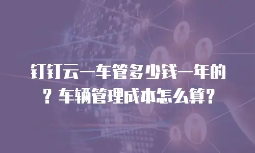 钉钉云一车管多少钱一年的？车辆管理成本怎么算？