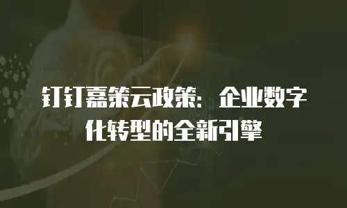 钉钉嘉策云政策：企业数字化转型的全新引擎