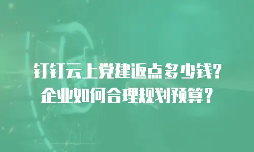 钉钉云上党建返点多少钱？企业如何合理规划预算？