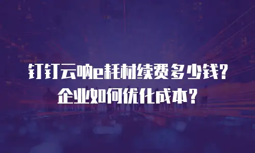 钉钉云呐e耗材续费多少钱？企业如何优化成本？