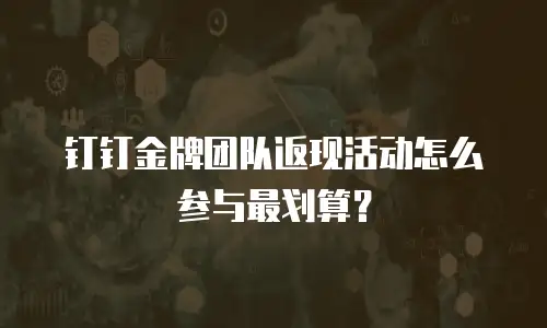 钉钉金牌团队返现活动怎么参与最划算？