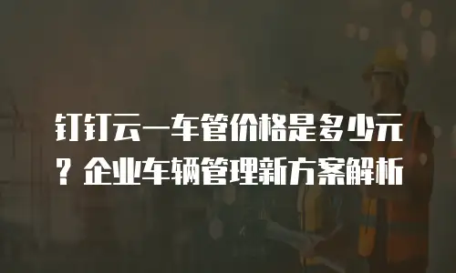 钉钉云一车管价格是多少元？企业车辆管理新方案解析