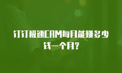 钉钉极速CRM每月能赚多少钱一个月？