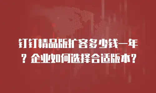 钉钉精品版扩容多少钱一年？企业如何选择合适版本？
