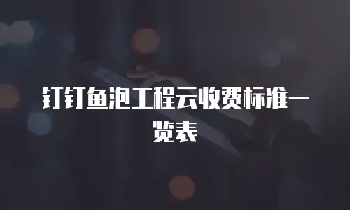 钉钉鱼泡工程云收费标准一览表