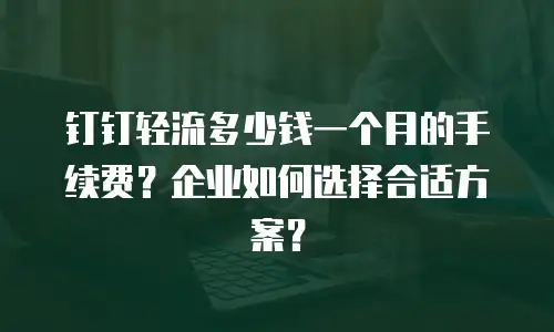 钉钉轻流多少钱一个月的手续费？企业如何选择合适方案？