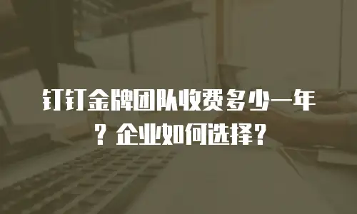 钉钉金牌团队收费多少一年？企业如何选择？
