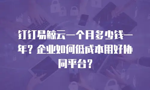 钉钉易鲸云一个月多少钱一年？企业如何低成本用好协同平台？