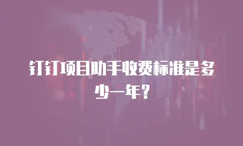 钉钉项目助手收费标准是多少一年？