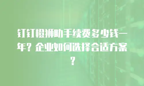 钉钉橙狮助手续费多少钱一年？企业如何选择合适方案？