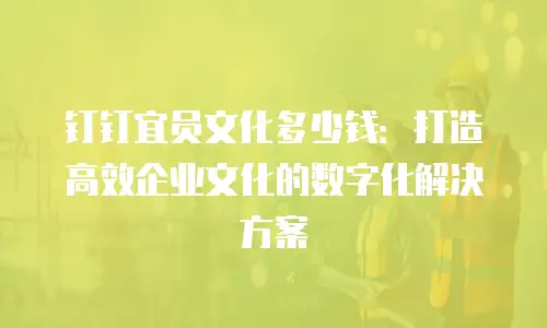 钉钉宜员文化多少钱：打造高效企业文化的数字化解决方案