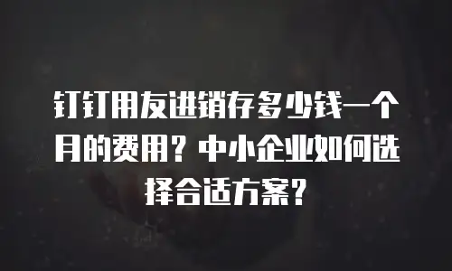 钉钉用友进销存多少钱一个月的费用？中小企业如何选择合适方案？