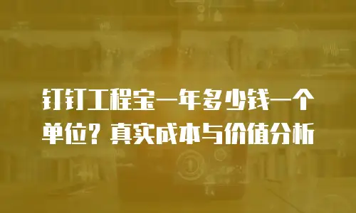 钉钉工程宝一年多少钱一个单位？真实成本与价值分析