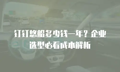 钉钉悠船多少钱一年？企业选型必看成本解析