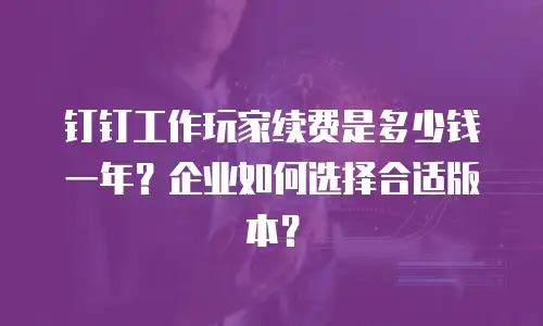 钉钉工作玩家续费是多少钱一年？企业如何选择合适版本？